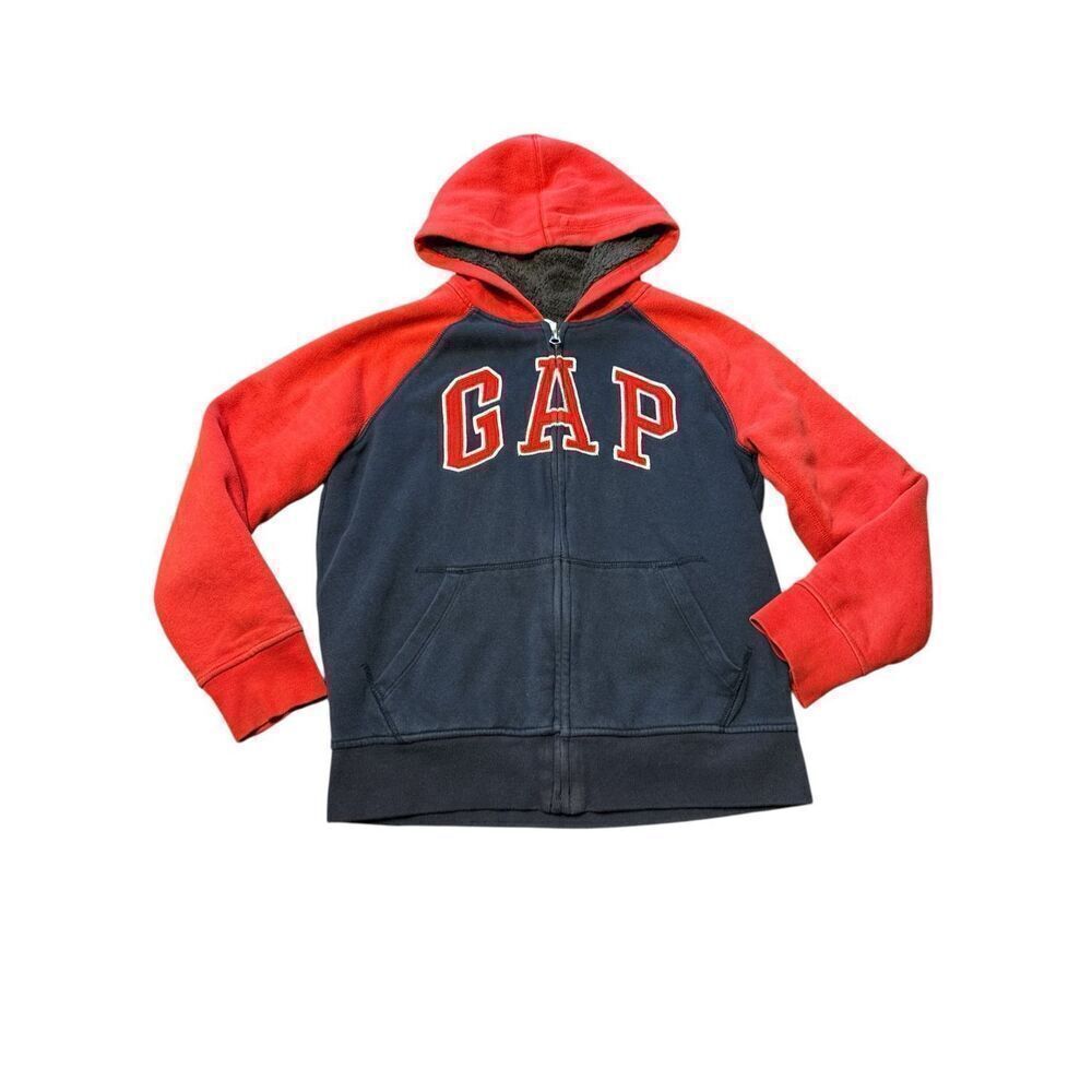 Gap Kids Large (10-11) Cozy Arch True Indigo Sherpa Lined Hoodie Jacket Coat